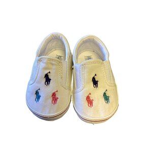 Polo white multi canvas baby shoes SKU B005